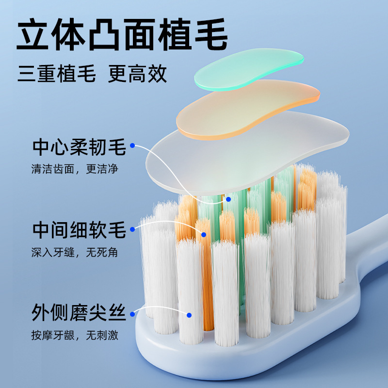 晨客凸面桶装宽頭歯ブラシ、柔らかい毛、家庭用、大人カップル向け、8本入り、大人用高級品|undefined