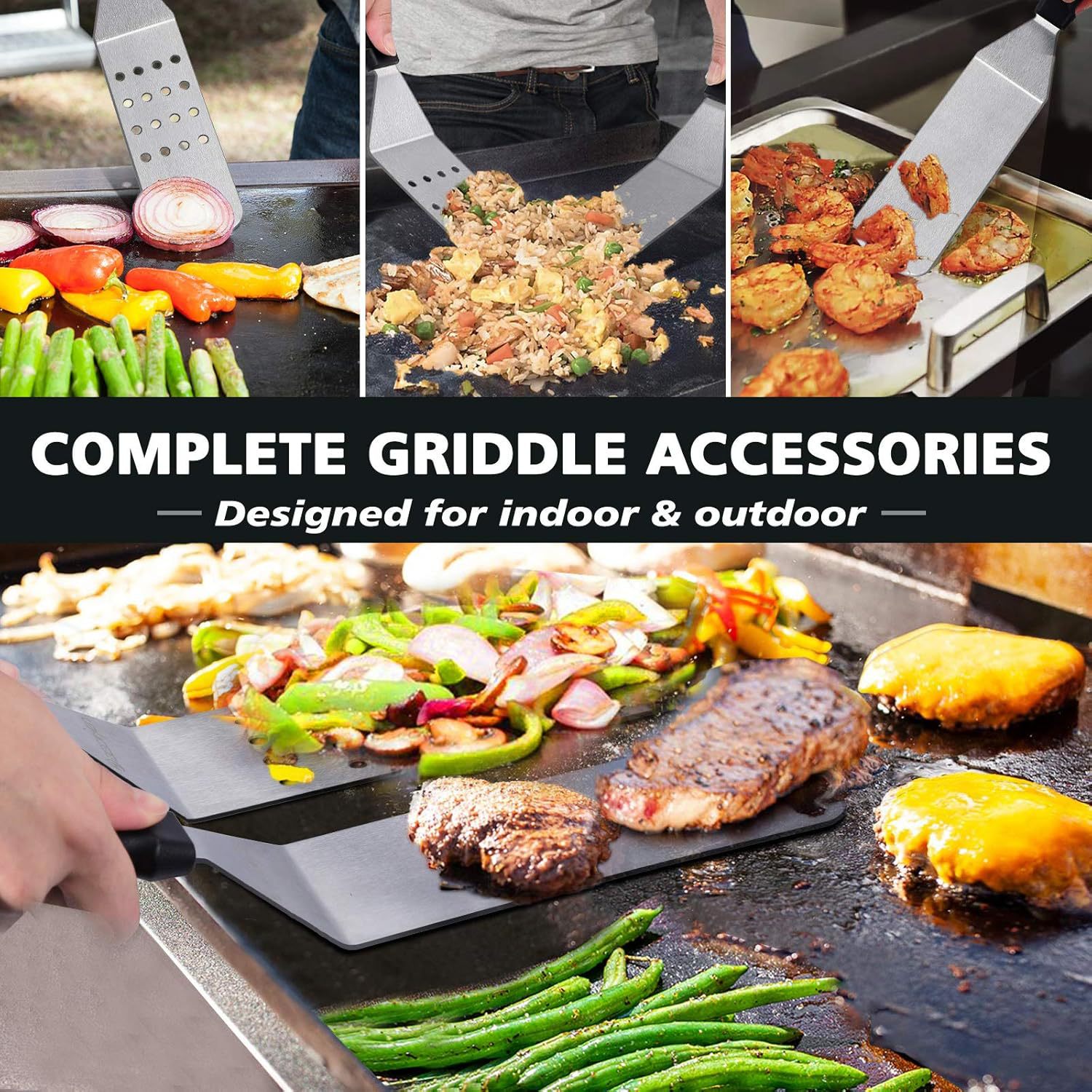 Amazon transfronterizo acero inoxidable herramientas de parrilla set BBQ camping teppanyaki cocina hamburguesa parrilla parrilla