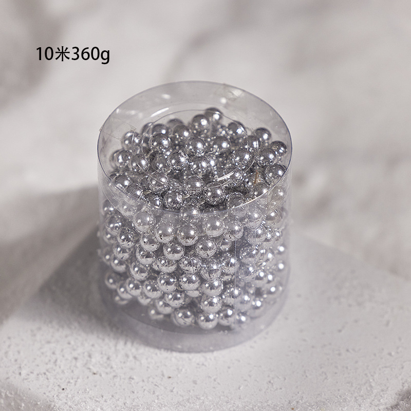 Cadena de cuentas plateadas de 8 mm de 10 metros
