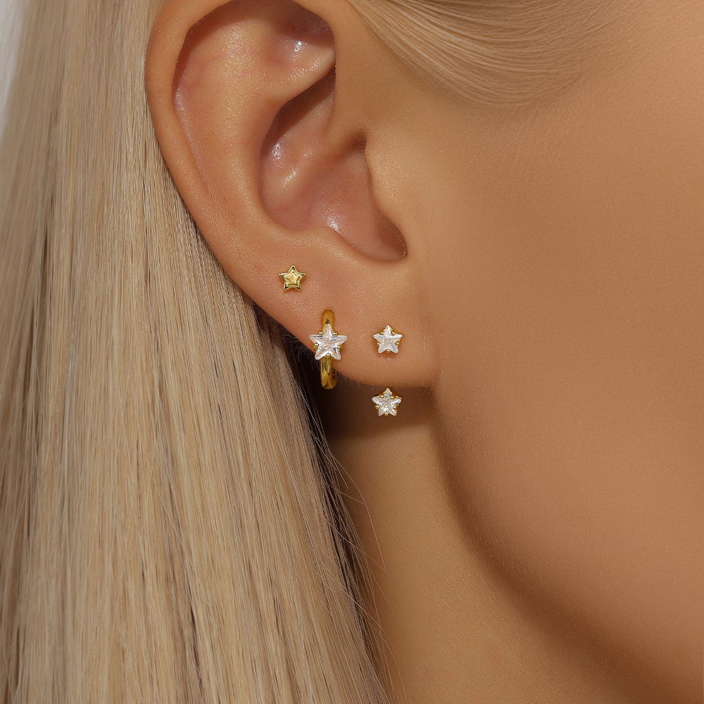 4g Weight 925 Sterling Silver Ear Needle Material Zircon Inlay Material Earrings Classification 1 Set Quantity Holiday, Daily Occasion 925 Sterling Silver Material Geometric Pattern Women's Gender Plating, Inlay Design Simple Style Style 1 Set 925 Sterling Silver Zircon Geometric Earrings 6