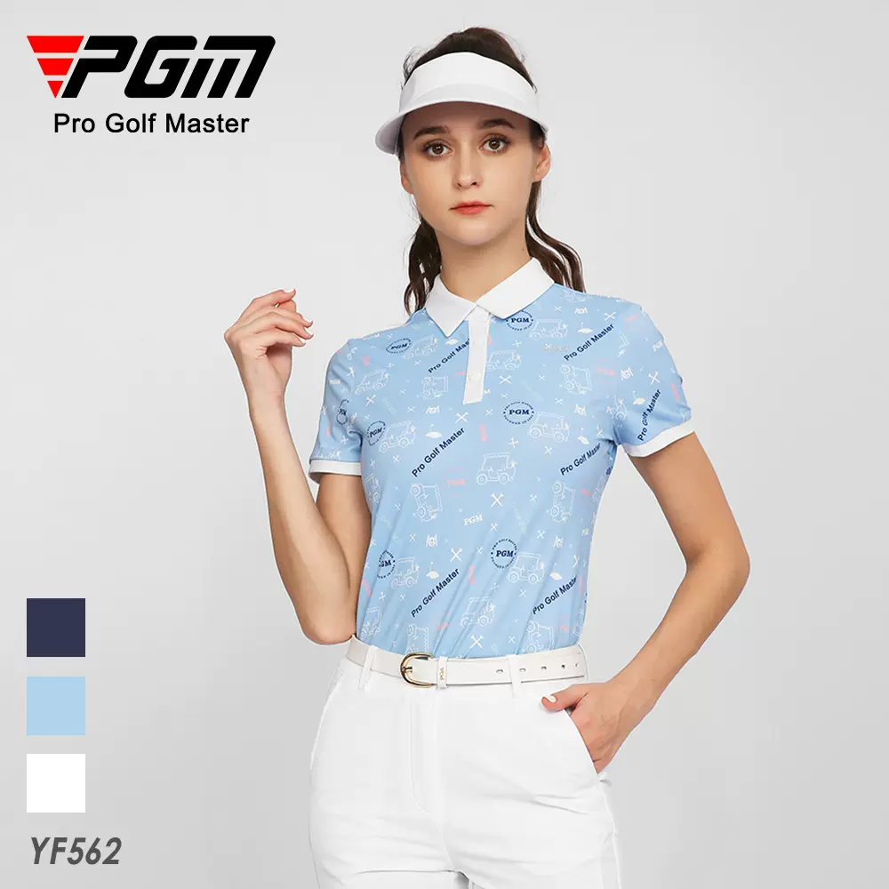 PGM高尔夫服装夏季女士短袖t恤运动面料印花女装上衣厂家