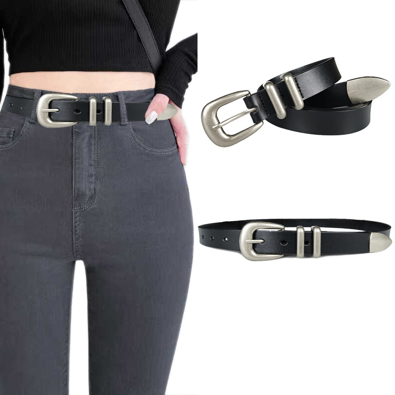Nouvelle ceinture en cuir pour femme à haute texture, nouvelle ceinture en arc de triomphe pour femme avec boucle à aiguille et ceinture en cuir polyvalente pour femme avec peau de vache_voghion.com