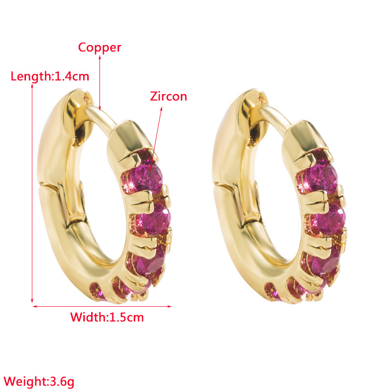 Retro Geometric Copper Zircon Hoop Earrings 1 Pair display picture 1