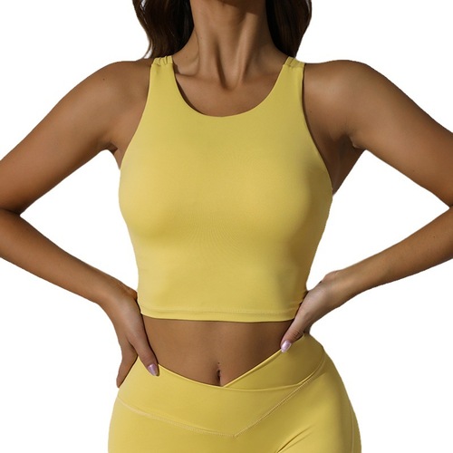 Amazon Cross-border High Neck Yoga Vest Women's Running Shockproof Breast Reduction Sports Bra with Breast Pads Fitness Bra