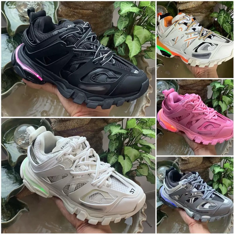 Cross-Border In-Stock Paris Third-Generation Track 3.0 Led Light-Up Height-Increasing Comfortable Dad Shoes Outdoor Trendy Casual Shoes