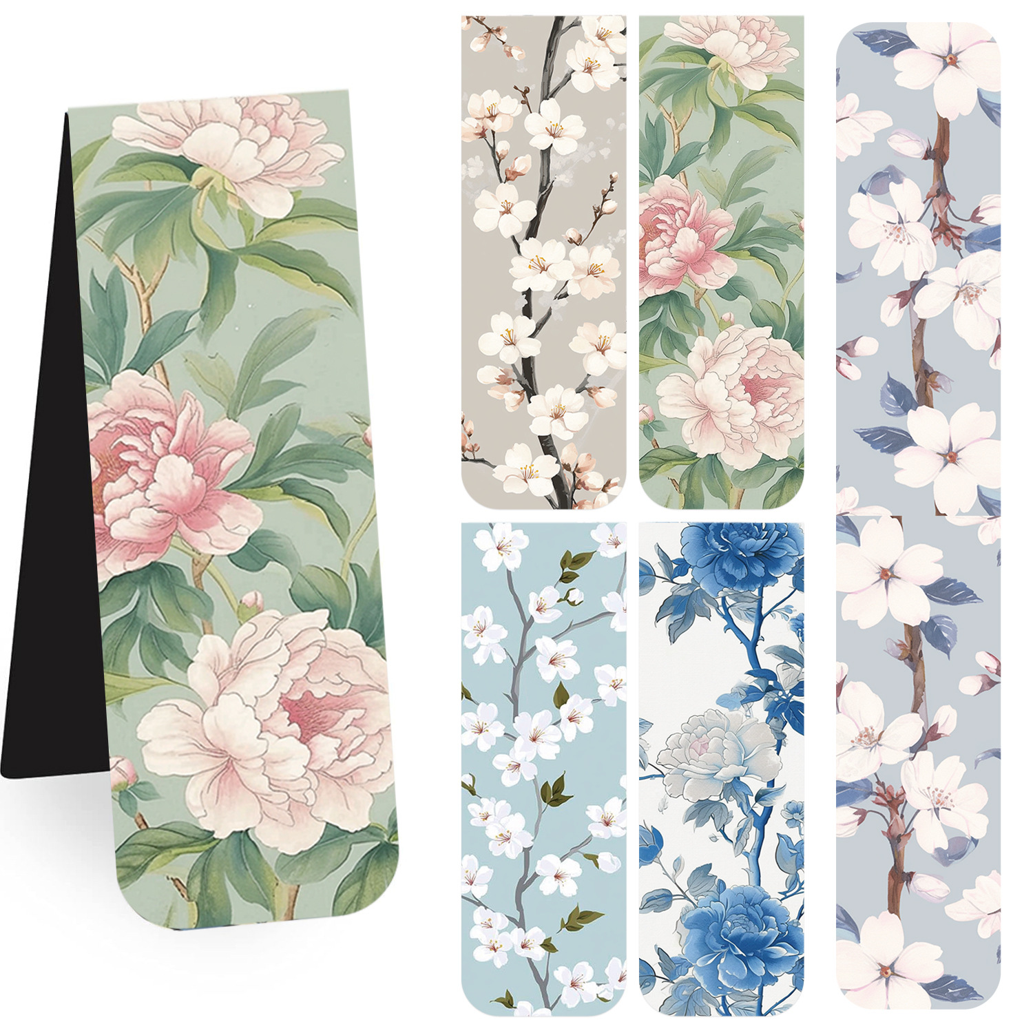 31g Weight Bookmark Stationery Type 1 Set Quantity School, Graduation Occasion Paper Card, Magnet Material Flower Pattern Pastoral Style 1 Set Flower School Graduation Paper Card Magnet Pastoral Bookmark 6
