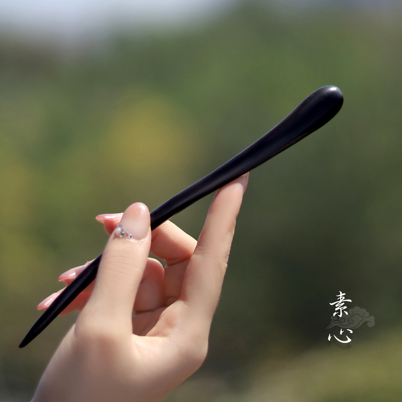 Xiangyun horquilla estilo antiguo simple diario de alto grado updo horquilla de madera nuevo estilo chino accesorios para el cabello palillos de ébano al por mayor