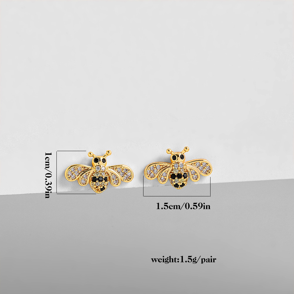 Boucles D&#39;oreilles En Strass Incrustées D&#39;abeilles En Alliage De Mode En Gros Nihaojewelry display picture 3