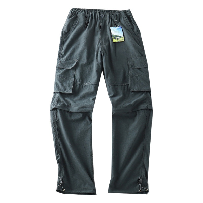 ¡Ponte dos pantalones! Primavera y otoño de los hombres al aire libre delgada ropa de trabajo suelta pantalones casuales cintura elástica multi-Bolsillo Pantalones rectos