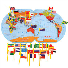 儿童蒙氏早教益智力幼儿园学生玩具世界地图认识国家插旗找位游戏