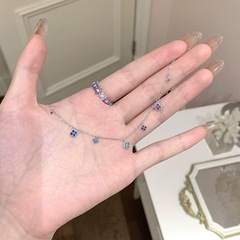 S925 スターリングシルバー モアッサナイト カラフル ミニ 四つ葉のクローバー フラッシュ ダイヤモンド ペンダント ネックレス アクセサリー レディース ライト ラグジュアリー ニッチ ハイエンド