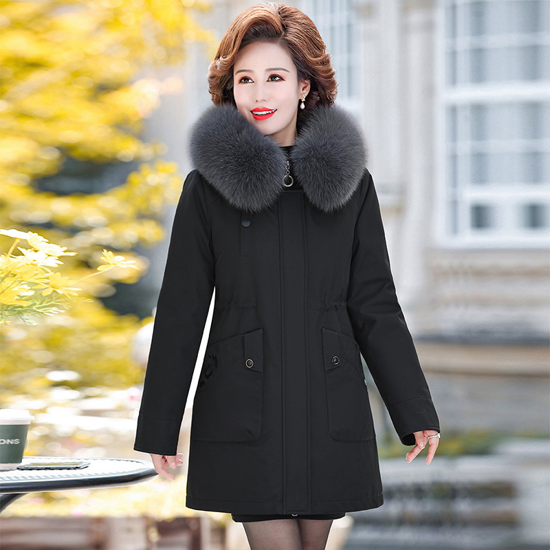 Brand Fashion Two-Piece down Jacket for Women, High-Quality Mid-Length Fox Fur Collar Thickened Mother's Jacket