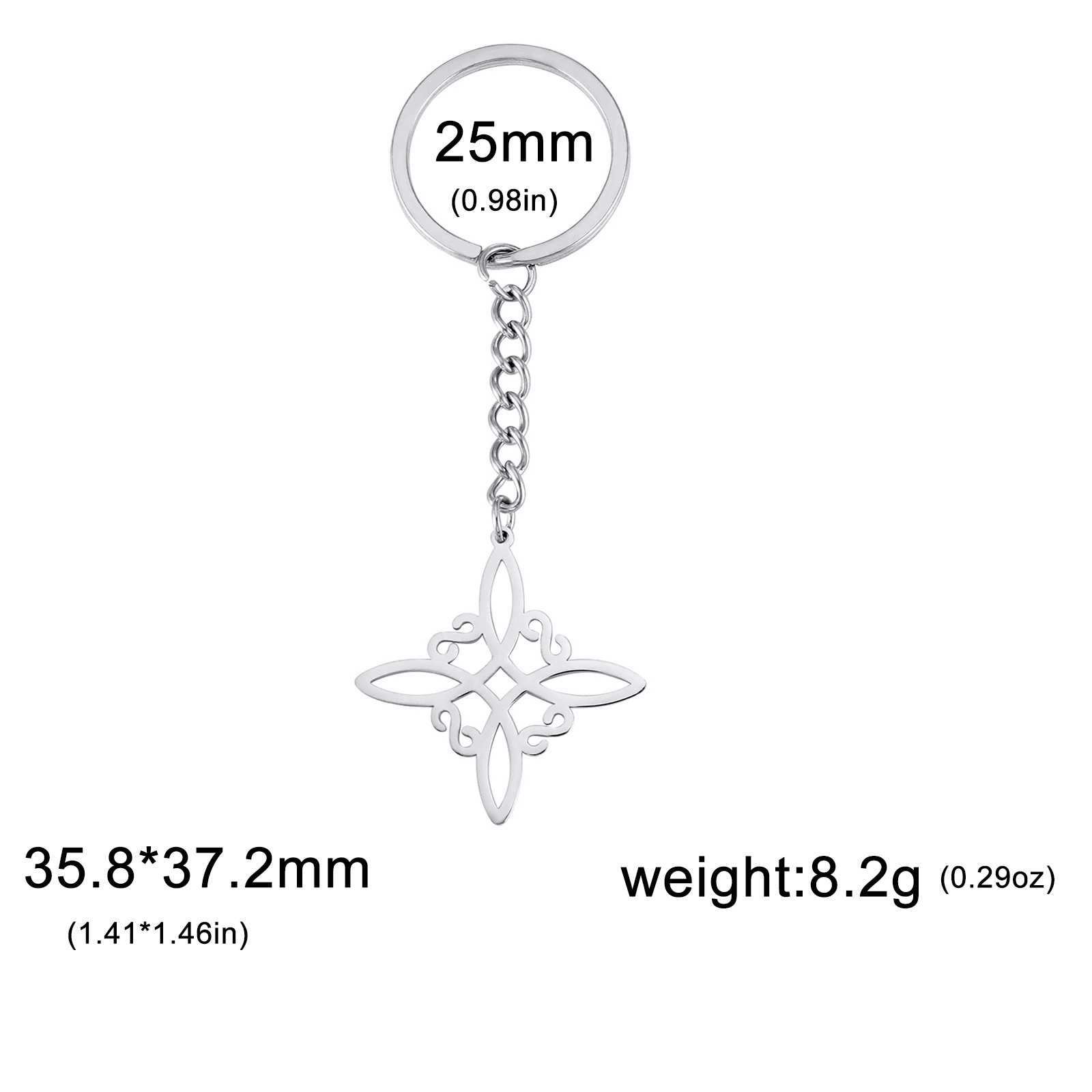 14g Weight Keychain Classification 1 Piece Quantity Daily Occasion Titanium Steel Material Witches Knot Pattern Women's Gender Simple Style Style Simple Style Witches Knot Titanium Steel Women's Bag Pendant Keychain 8