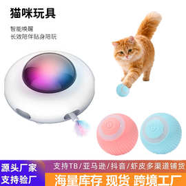 厂家直销自动逗猫玩具电动智能引力飞碟ufo自嗨羽毛棒宠物玩具