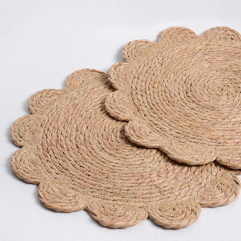 Grasas marinas naturales tejidas a mano almohadilla de mesa de escritorio anti-escaldado almohadilla de taza anti-deslizante aislamiento floral creativa