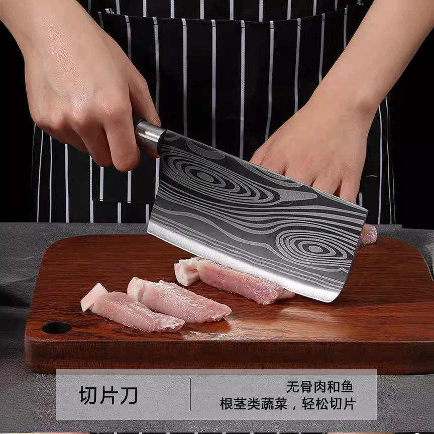 Набор из нержавеющей стали с лазерным рисунком, мясная кувалда, поварской нож, кухонный резак костей, кухонный нож