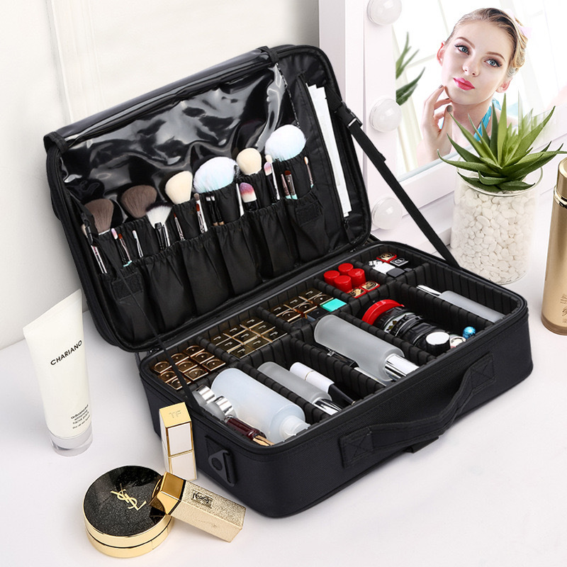 Bolsa de cosméticos profesional de gran capacidad tatuaje bordado maquillaje de uñas multifuncional partición portátil Caja de Herramientas bolsa de almacenamiento de maquillaje