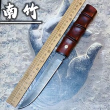 无芯大马士革钢高硬度锋利户外小武士刀高端收藏车载便携日式小刀