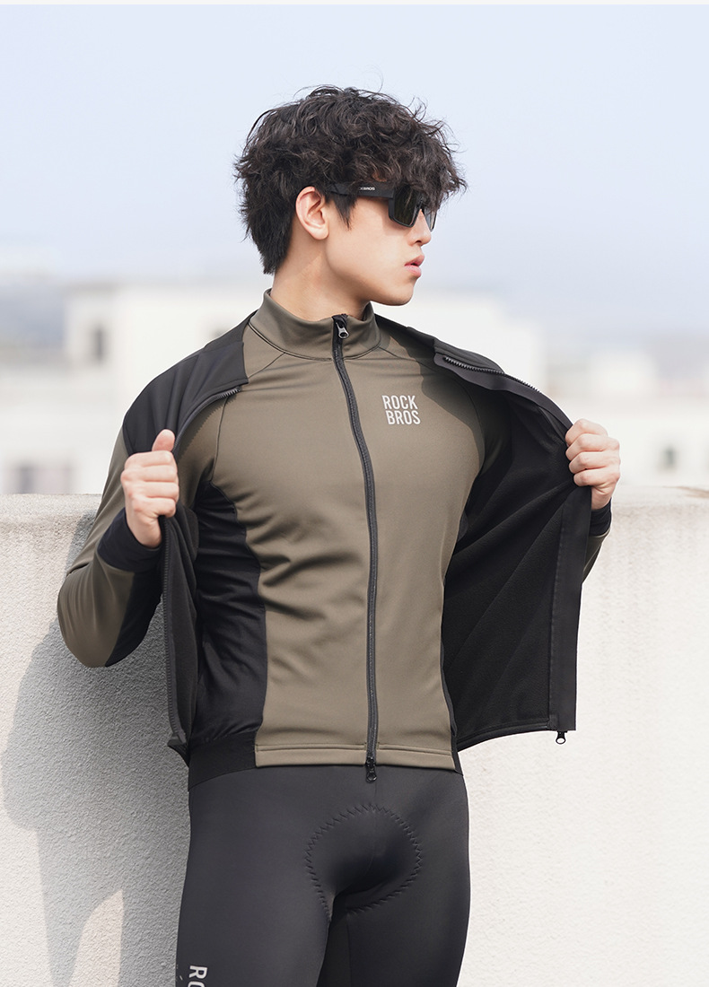 Windproof riding road bike, fleece warm vest, jacket, men women, autumn and winter_voghion.com