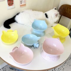 猫碗猫咪饭碗护颈斜口猫食盆可爱饮水碗宠物碗防打翻猫狗粮盆