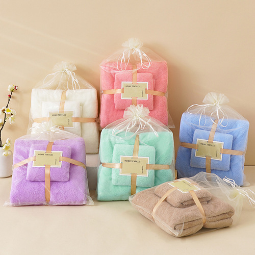High-density coral velvet mother-child set towel is softer and skin-friendly than pure cotton absorbent bath towel two-piece bath towel set