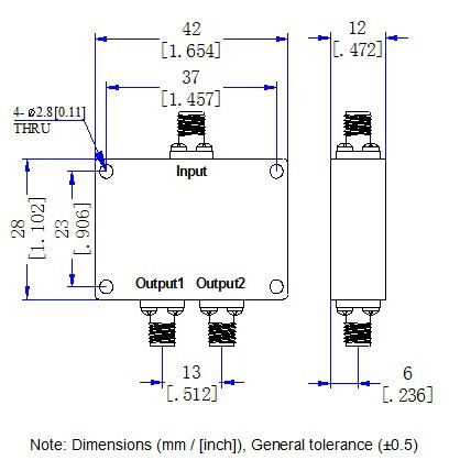 SMA头800-2700M微带一分二路功分器GPS功率二分配合路器0.8-2.7G