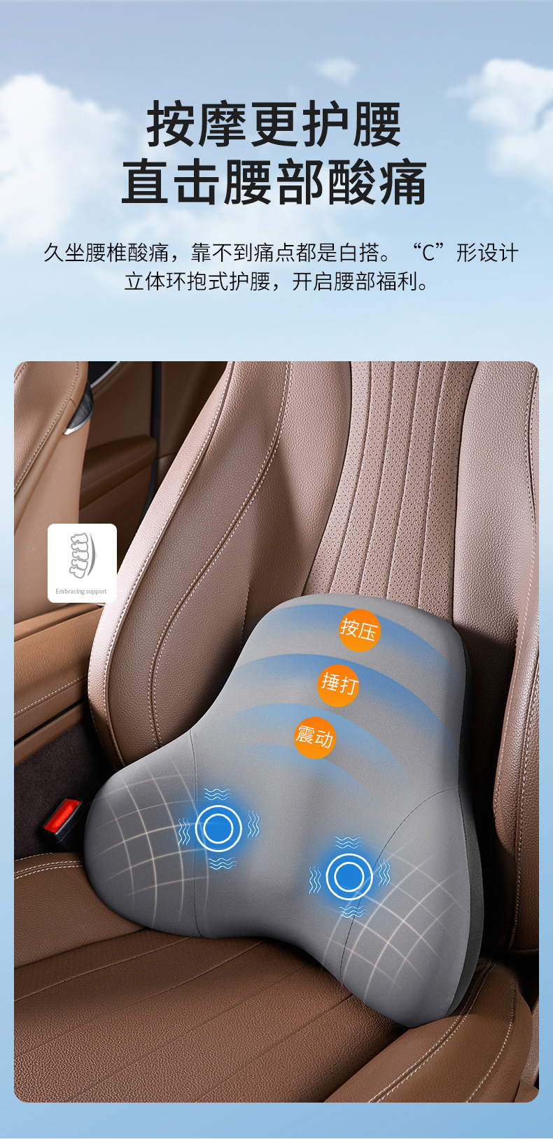 Car Headrest, Lumbar Support, Heated Massage Lumbar Support, Memory Foam Cushion, Backrest, Waist Support, Four-Season Waist Support Massage Cushion, Neck Support Cushion