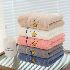 Hemmed coral velvet towel star towel absorbs water and does not fade or shed hair gift towel absorbent towel for face washing