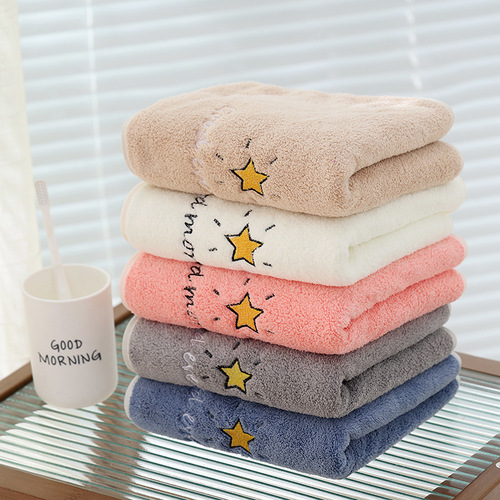 Hemmed coral velvet towel star towel absorbs water and does not fade or shed hair gift towel absorbent towel for face washing