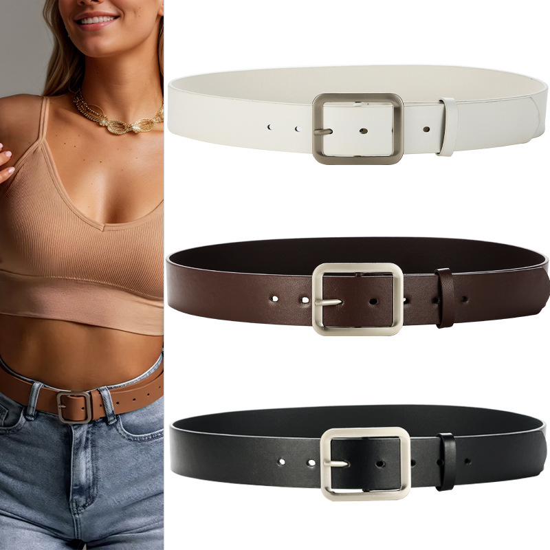 Women's Soft Leather Belt Wide Decorative Dress Coat Sweater Ins Style Belt South Korea Simple All-match Belted Waist Seal