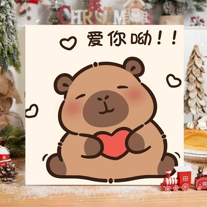 水豚卡皮巴拉数字油画diy手工填充涂色卡通创意装饰画厂家批发