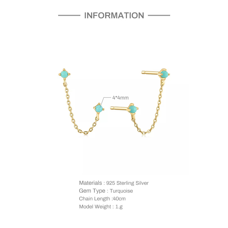 Fashion Cross Star Water Droplets Sterling Silver Inlay Turquoise Zircon Earrings 1 Pair display picture 8