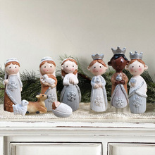 圣诞节日装饰马槽人物组合家居客厅圣诞装饰品树脂耶稣诞生摆件