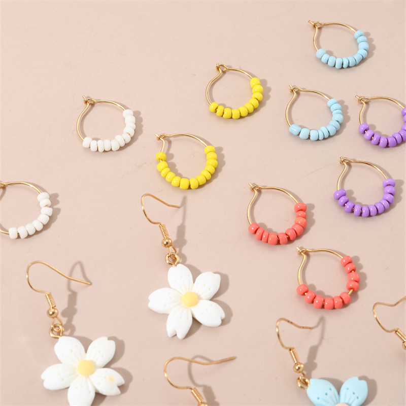 1 Set Simple Style Flower Plating Plastic Drop Earrings display picture 17