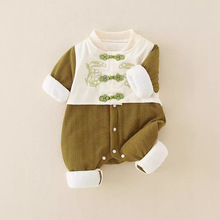 清仓新生儿秋冬a类夹棉连体衣男宝宝爬服婴儿连体服加绒夹棉衣服