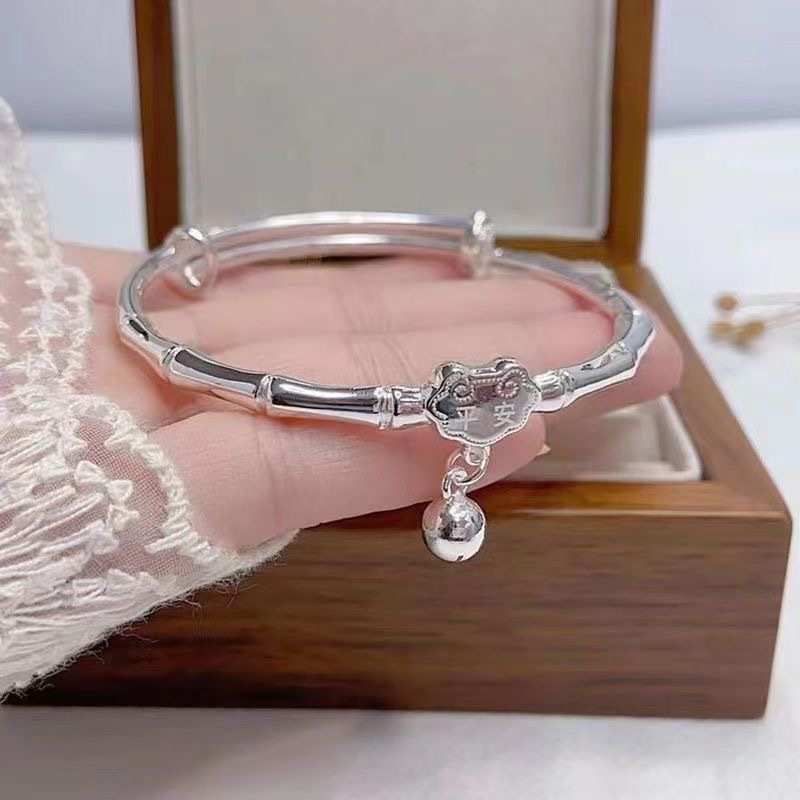 Lucchetto di sicurezza da donna in bambù, braccialetto a campana, stile giovane di nicchia, regalo per la fidanzata_voghion.com