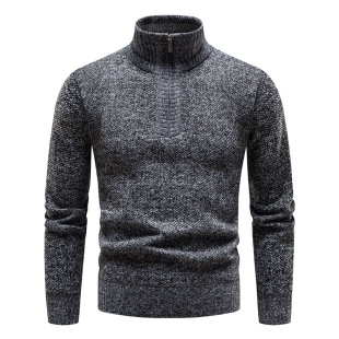 6605P28 Half Zipper Half High Neck fleece-lined Thickened Sweater Fashion Men's