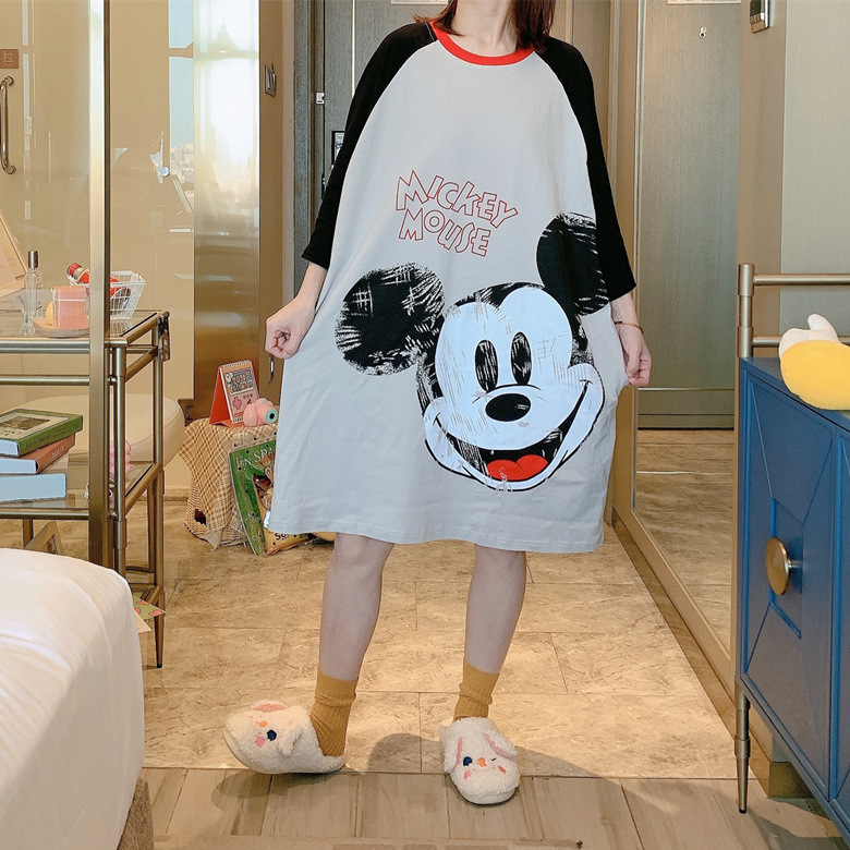 Camisón de manga corta suelto de estilo coreano para mujer verano lindo mickey girl plus size transmisión en vivo transfronteriza comercio exterior ropa para el hogar