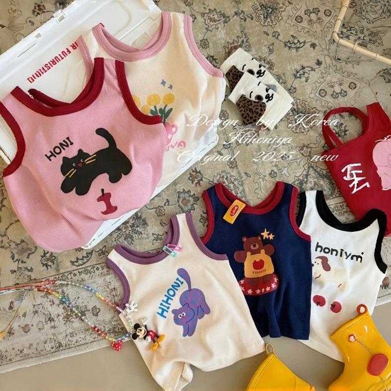 Summer Baby Girl Cute Animal Print Vest New Style Girls Fashionable Versatile Casual Cartoon Vest