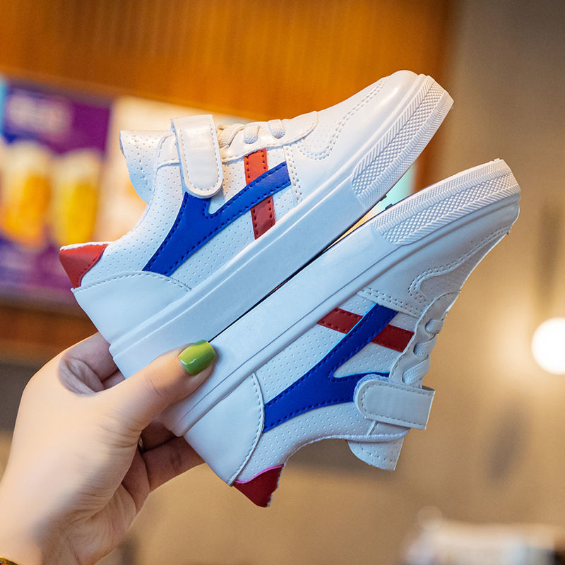 Breathable children's casual white white sneakers for students for…