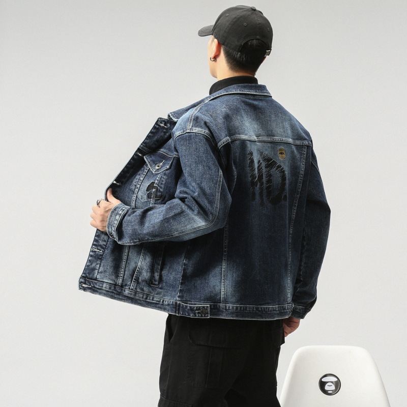 Veste transfrontalière pour hommes d'Amazon portant une veste en jean Joker chemise décontractée tendance pour hommes personnalité mince pour hommes_voghion.com