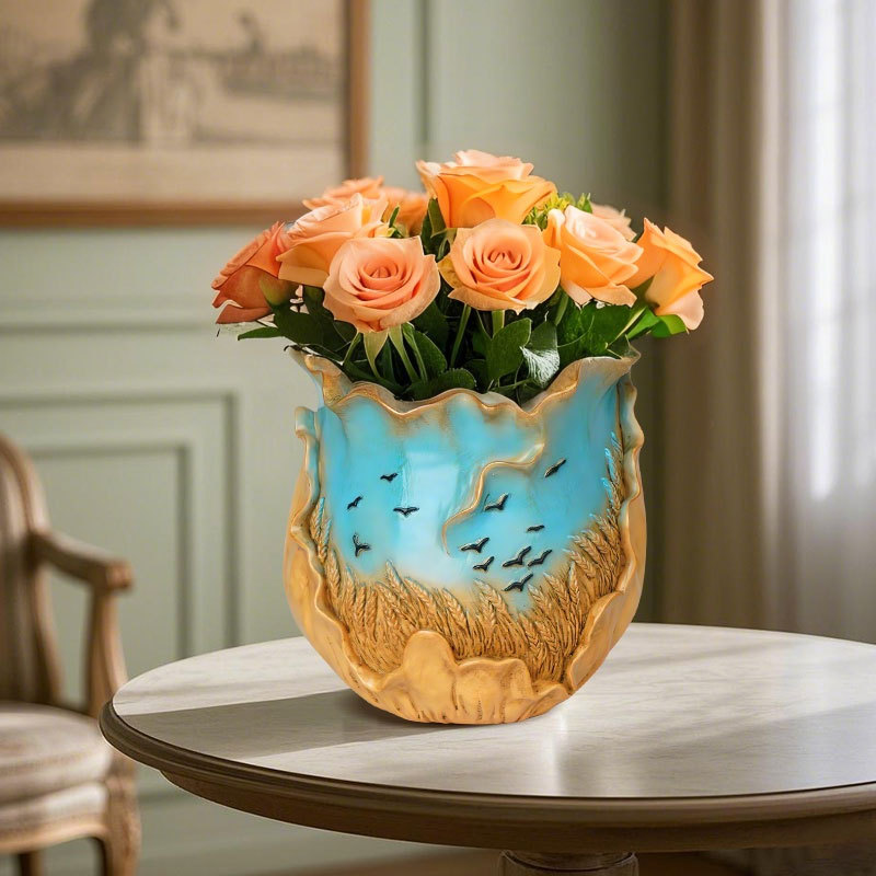  Hot-Selling Van Gogh Series Wheat Field Flying Geese Flower Pots Hand-Painted Home Desktop Outdoor Garden Landscape Decoration