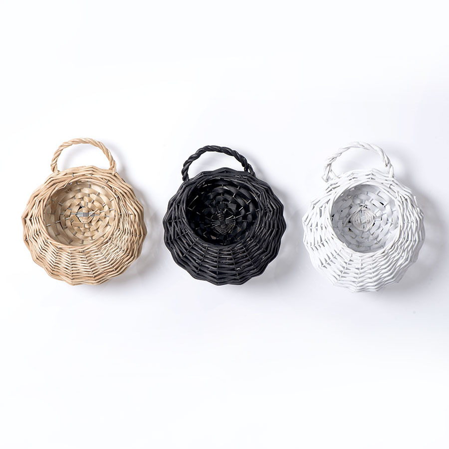 Cesta de flores de caña de sauce de pared creativa tela a mano cesta de flores colgante de cestas de almacenamiento multi-carne pared colgante de maceta