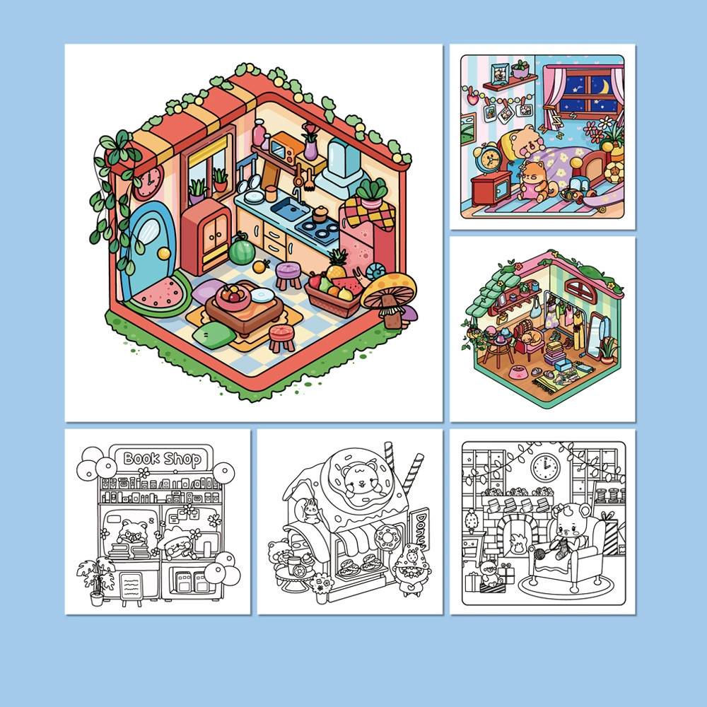 Раскраска с мультфильмами, импортная, новая коллекция, 3-6 лет, граффити