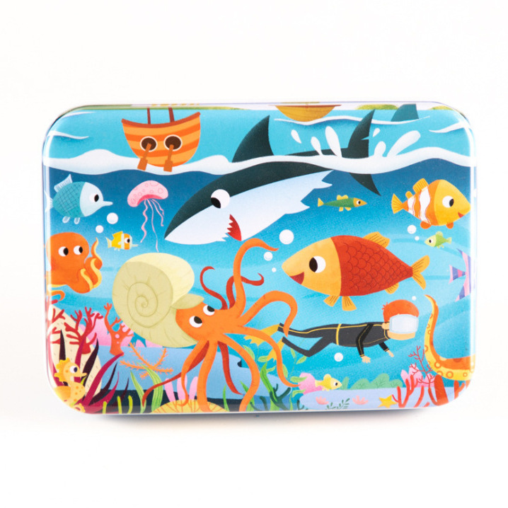 120 piezas caja de hierro creativo pintado a mano ilustración rompecabezas 3-4-6 AÑOS NIÑOS bloques de construcción juguetes educativos de calidad 0,25