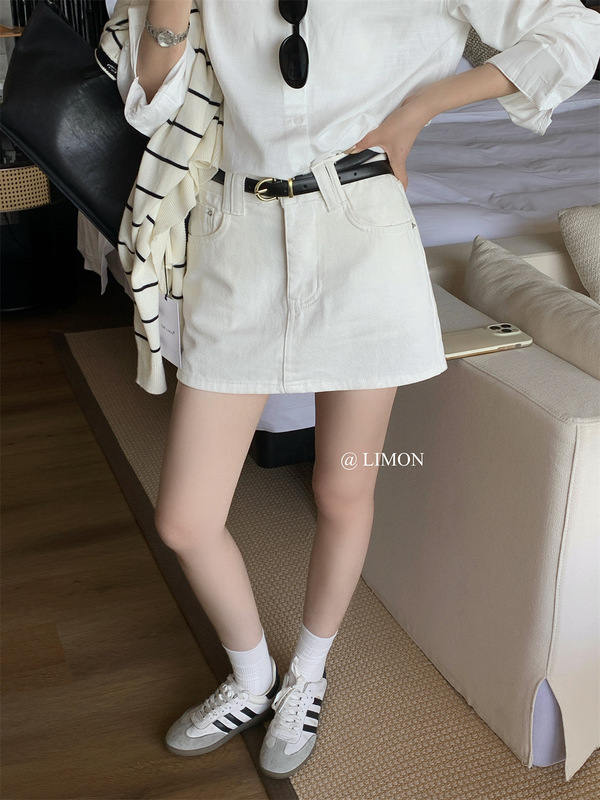 柠檬绿茶a字半身裙女2025秋季新款韩版高腰显瘦包臀裙牛仔短裙|undefined