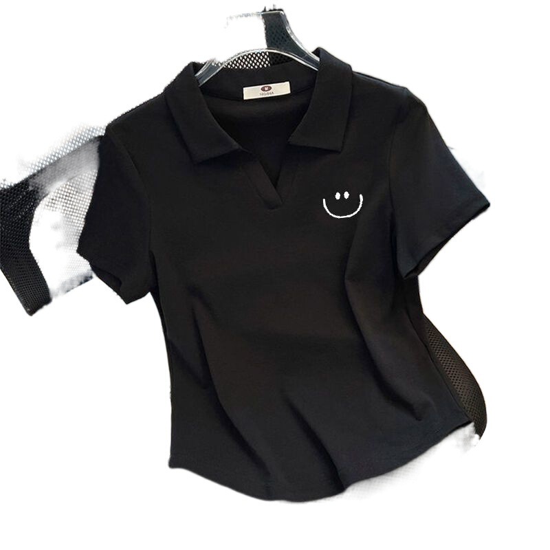 大きいサイズの婦人服ファッション刺繍poloシャツ半袖tシャツ夏200斤太ったmmアーチ形裾ゆるい上着潮|undefined