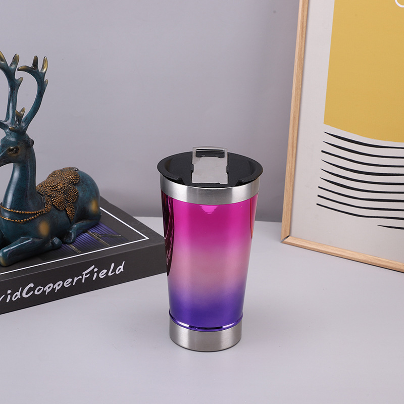 Gradiente creativo galvanoplastia UV con taza abridor de botellas de cerveza 304 aislamiento de acero inoxidable taza de helado de mantenimiento de frío taza de coche