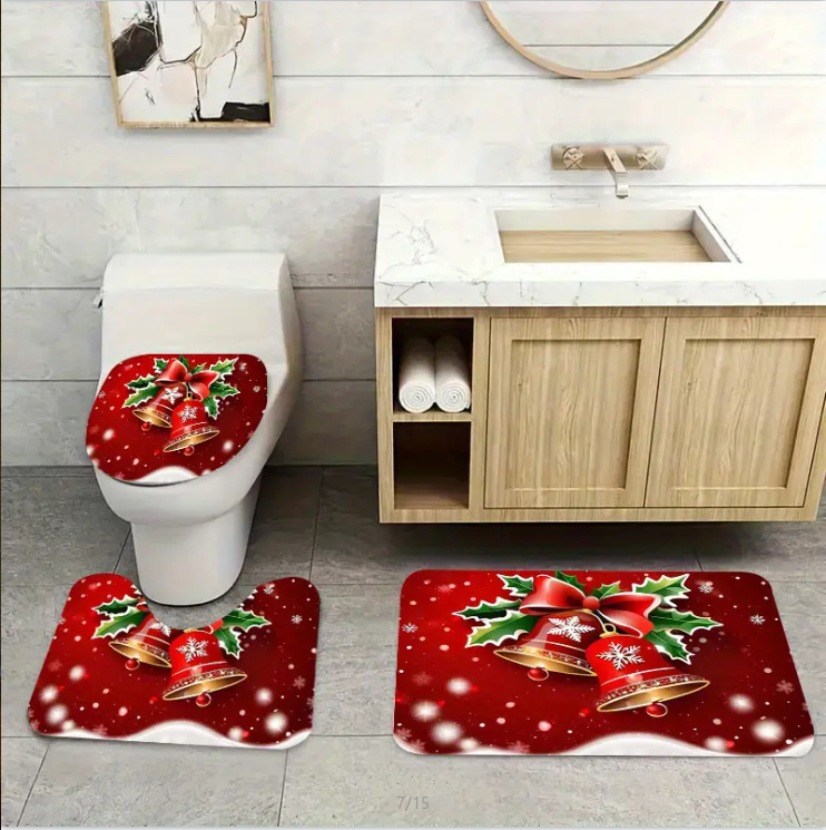 Nuevas alfombras de dibujos animados transfronterizos inodoro alfombras de baño de tres piezas decorativas alfombras resistentes a la suciedad alfombras de suelo fáciles de cuidar