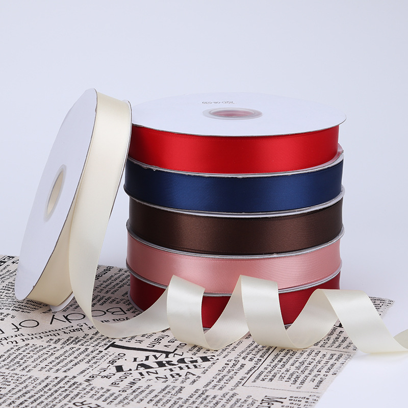 2,5 cm de doble cara cinta de poliéster arco DIY tejido cinta de seda ramo fresco fruta caja de regalo accesorios de ropa embalaje